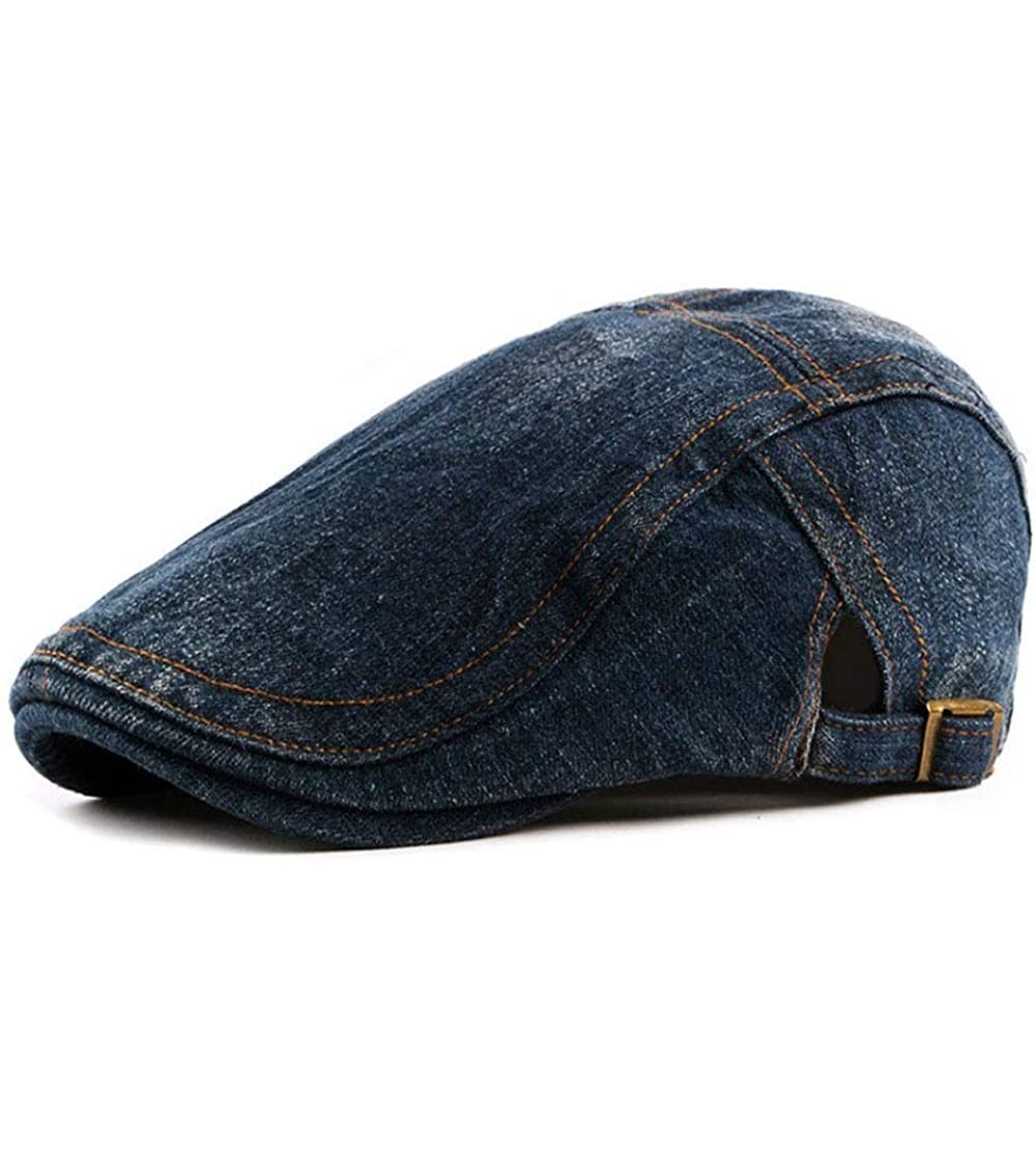 Unisex Denim Flat Ivy Gatsby Newsboy Hat Cap - Blue - CQ12FKUEMA9