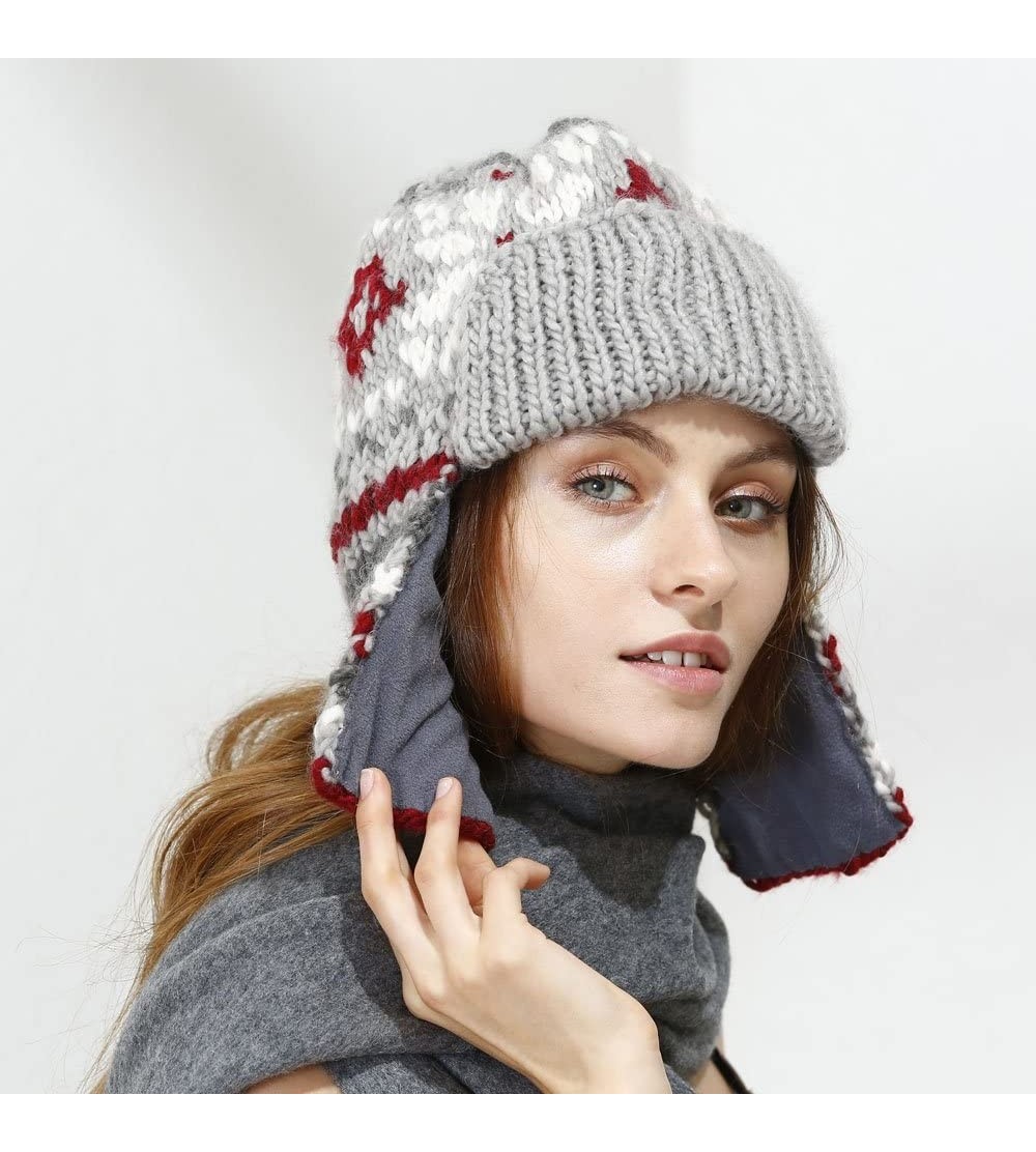 Winter Knitted Wool Trapper Hat With Fleece Lining Russian Ushanka hat ...